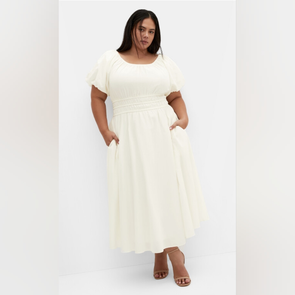 City Chic Cream Midi Dress